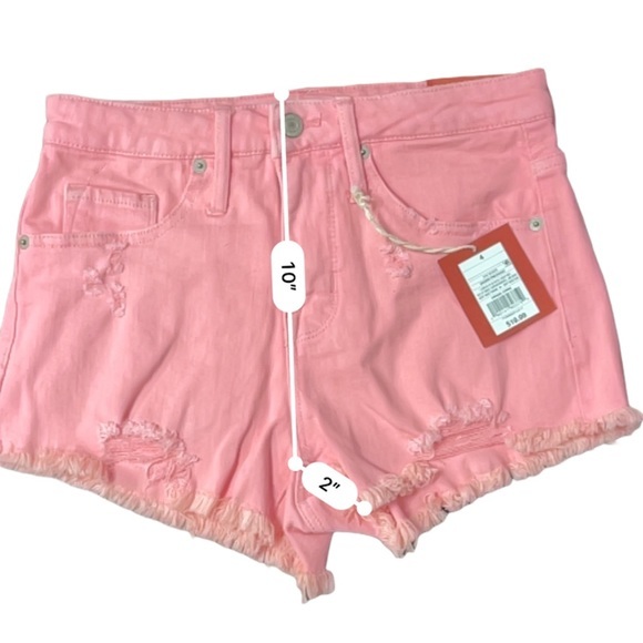 Target Mossimo High Rise Vintage look Shorts distressed Jean denim pink sz 4 new - Picture 4 of 5